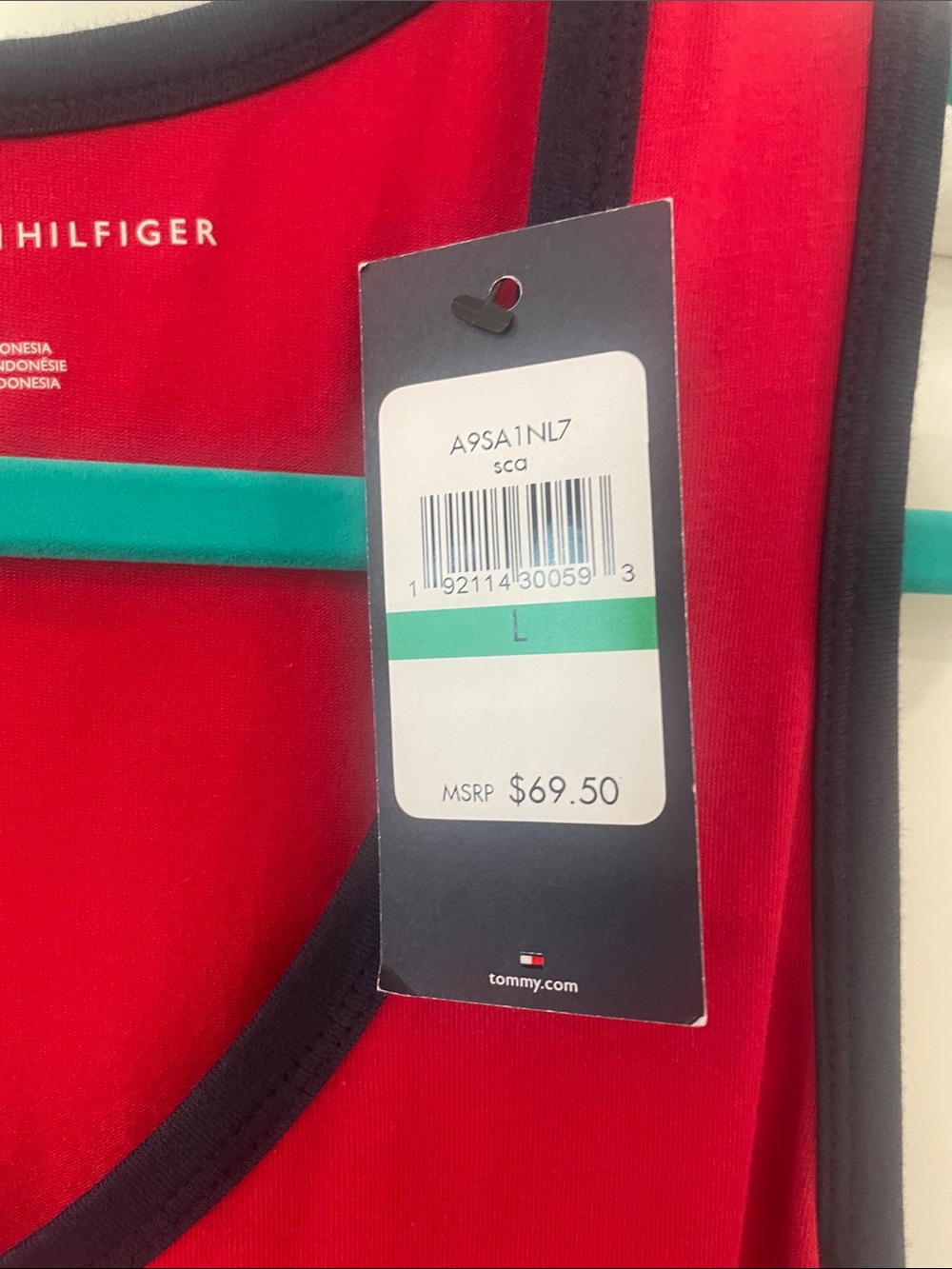 Tommy Hilfiger Red Maxi Tank Dress with Navy and White Side Stripes - Picture 3 of 6